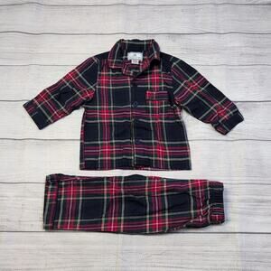 Plaid Kids Pajama Set - Black and Red